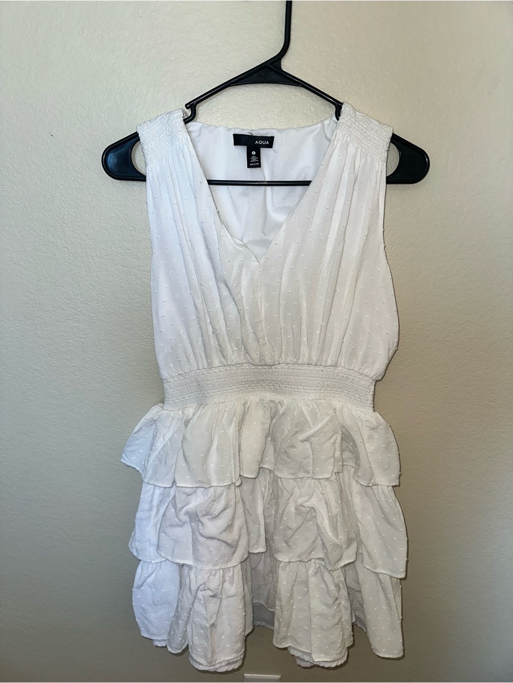 White mini ruffle sleeveless dress - Aqua brand (Bloomingdale’s), size small